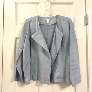 Eileen Fisher Light Blue Linen Kimono Jacket - Size Petite Medium